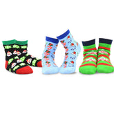 Christmas Kids 3 Pack Cotton Crew Holiday Candy Cane Santa Socks